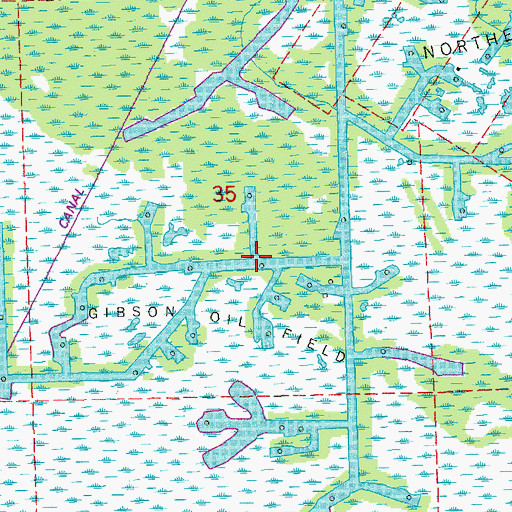 Topographic Map of Gibson Oil Field, LA