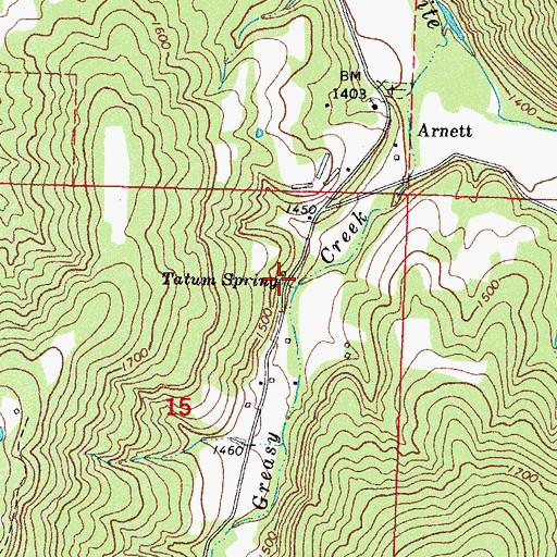 Topographic Map of Tatum Spring, AR