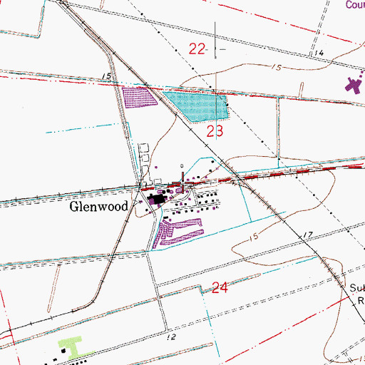 Topographic Map of Glenwood, LA