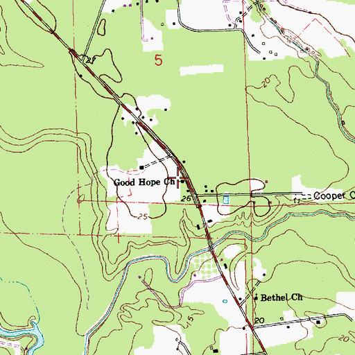 Topographic Map of Good Hope Church, LA