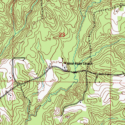 Topographic Map of Good Hope Baptist Church, LA