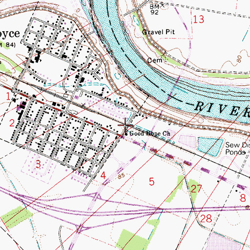 Topographic Map of Good Hope Baptist Church, LA