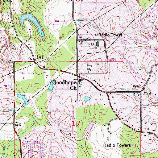 Topographic Map of Goodhope Baptist Church, LA