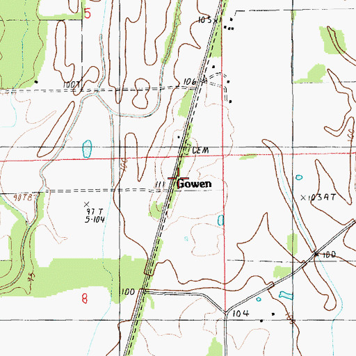 Topographic Map of Gowen, LA