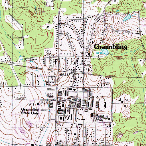 Topographic Map of Grambling, LA