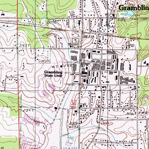 Topographic Map of Grambling State University, LA