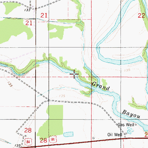 Topographic Map of Grand Bayou, LA