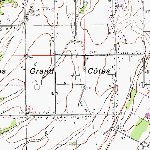 Topographic Map of Les Grandes Ctes, LA