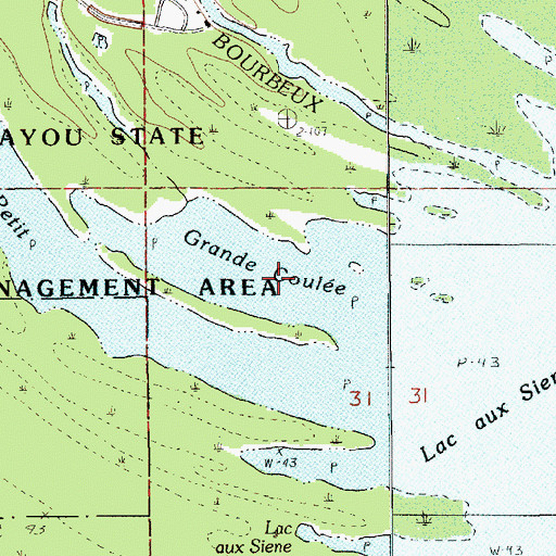 Topographic Map of Grande Coule, LA