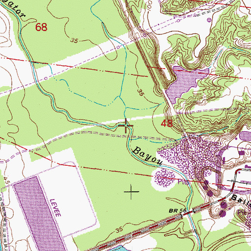 Topographic Map of Grants Bayou, LA