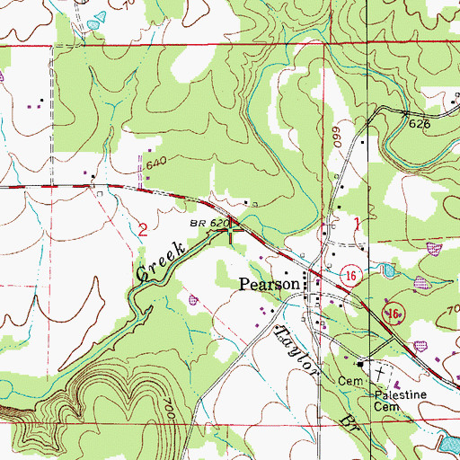 Topographic Map of Taylor Branch, AR