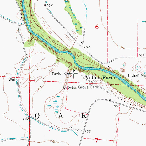 Topographic Map of Taylor Cemetery, AR