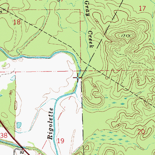 Topographic Map of Gray Creek, LA