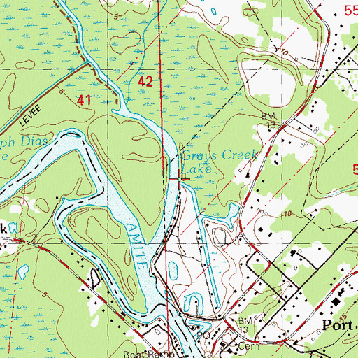 Topographic Map of Grays Creek Lake, LA