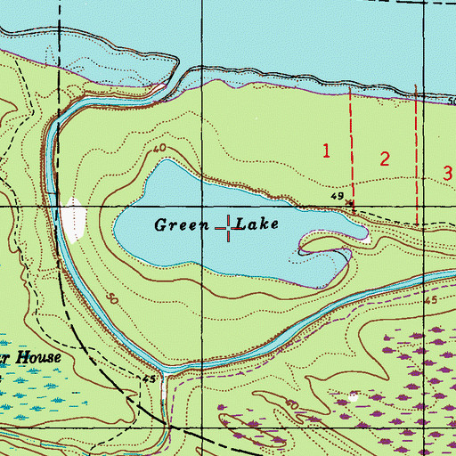 Topographic Map of Green Lake, LA