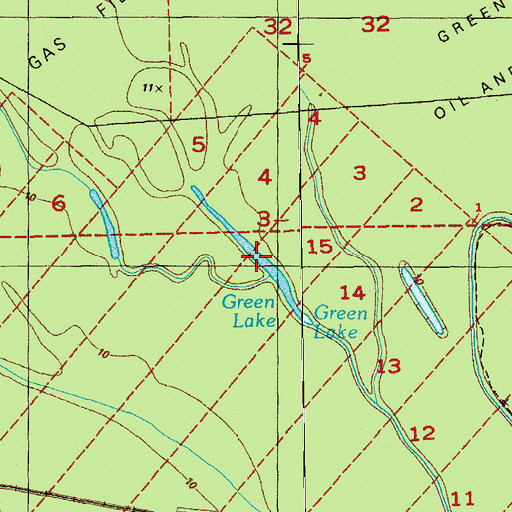 Topographic Map of Green Lake, LA