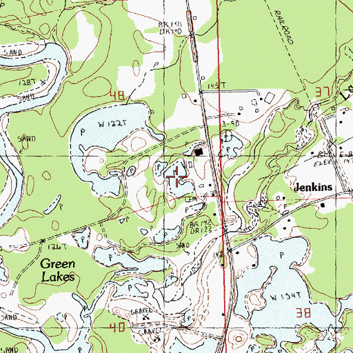Topographic Map of Green Lakes, LA