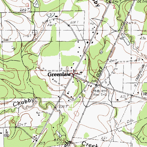Topographic Map of Greenlaw, LA