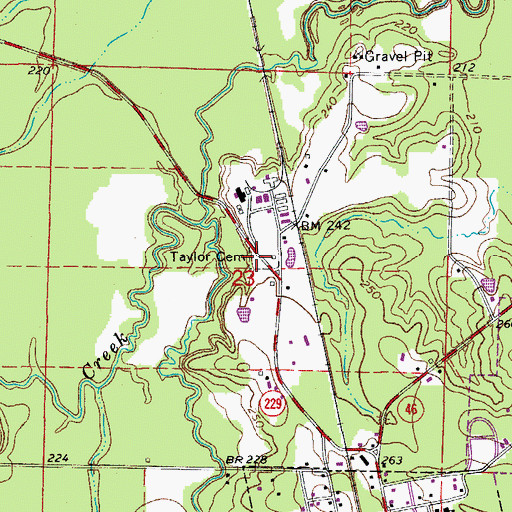 Topographic Map of Taylor Cemetery, AR