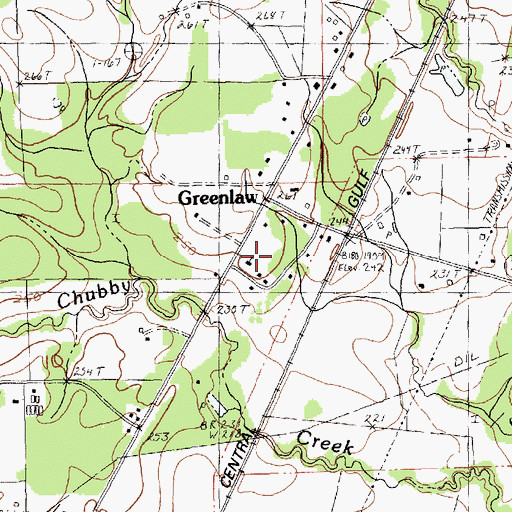 Topographic Map of Greenlaw Baptist Church, LA