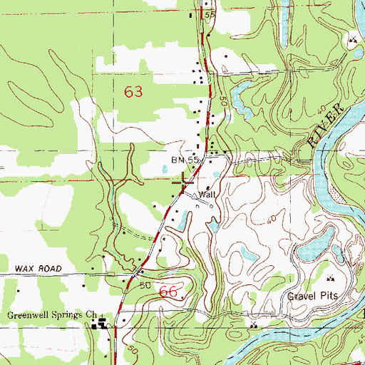Topographic Map of Greenwell Springs Baptist Church, LA