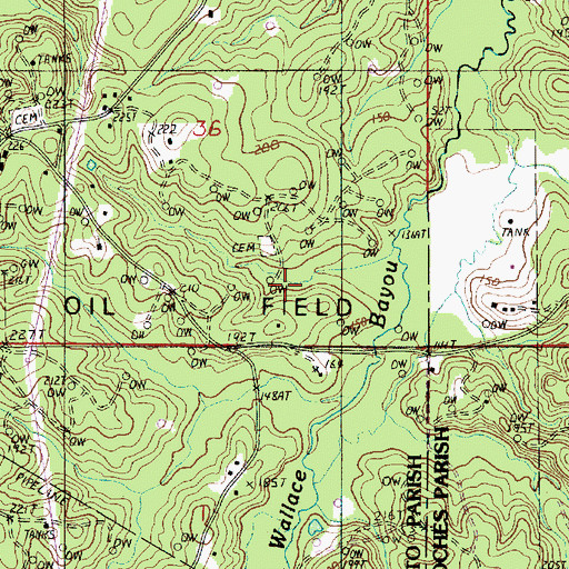 Topographic Map of Grogan Oil Field, LA
