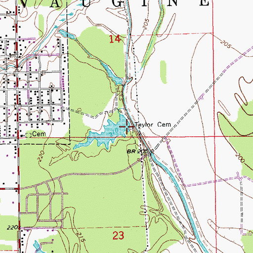 Topographic Map of Taylor Cemetery, AR