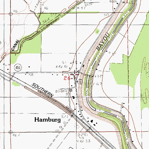 Topographic Map of Hamburg, LA