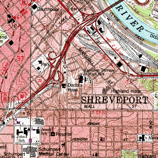 Topographic Map of Hamilton Terrace Learning Center School, LA