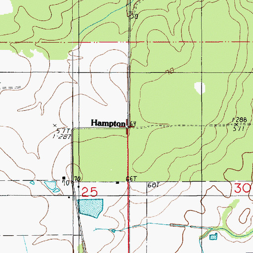 Topographic Map of Hampton, LA
