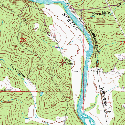 Topographic Map of Taylor Cemetery, AR