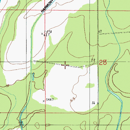 Topographic Map of Harmony Church Oil Field, LA