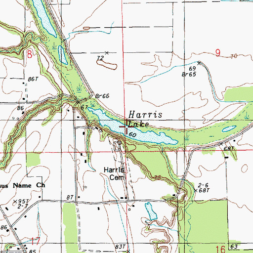 Topographic Map of Harris Lake, LA