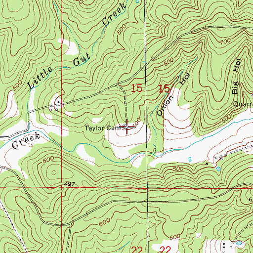 Topographic Map of Taylor Cemetery, AR