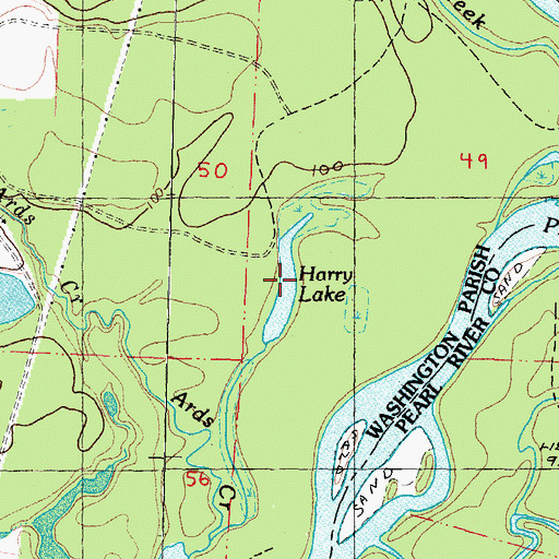 Topographic Map of Harry Lake, LA