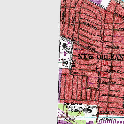Topographic Map of Alice M. Harte Charter School, LA