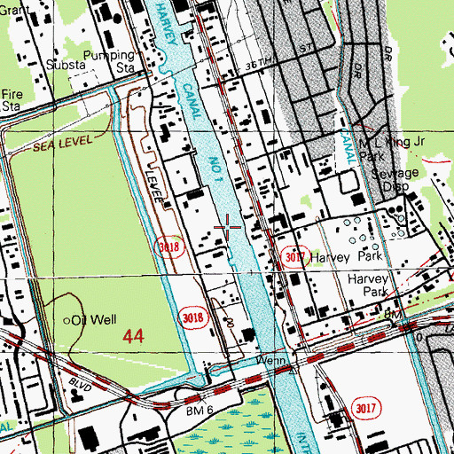 Topographic Map of Harvey Canal Number One, LA