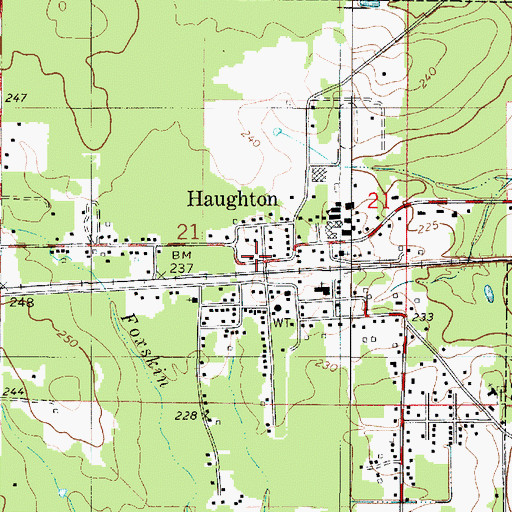Topographic Map of Haughton, LA