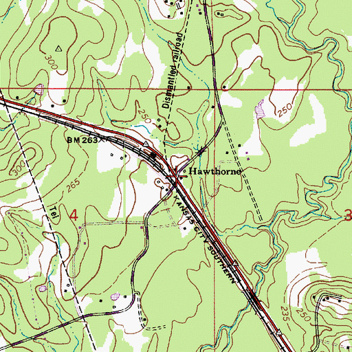 Topographic Map of Hawthorne, LA