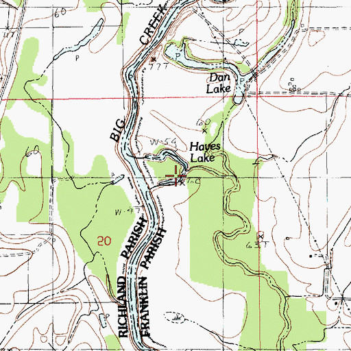 Topographic Map of Hayes Lake, LA