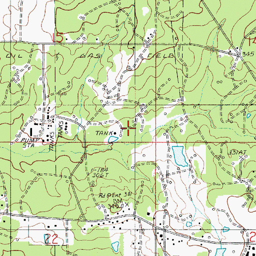 Topographic Map of Haynesville Oil and Gas Field, LA