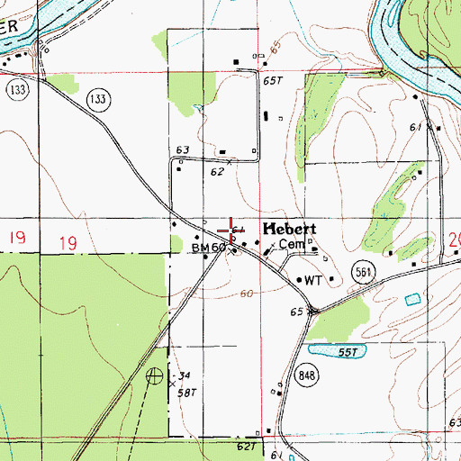 Topographic Map of Hebert, LA