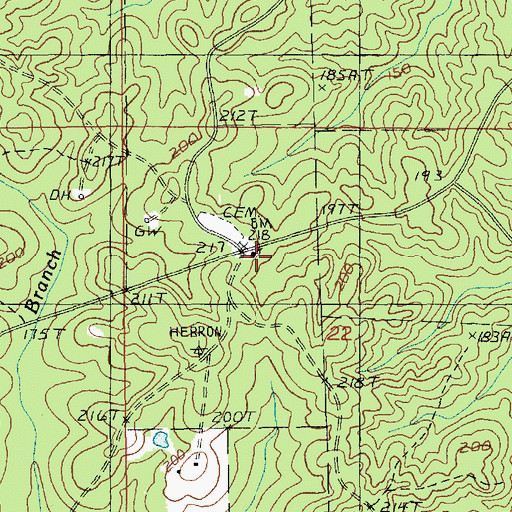 Topographic Map of Hebron Baptist Church, LA
