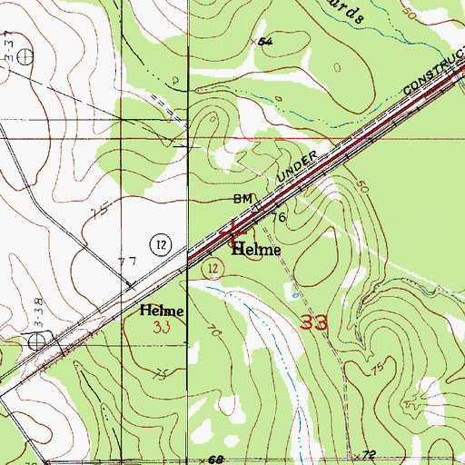 Topographic Map of Helme, LA