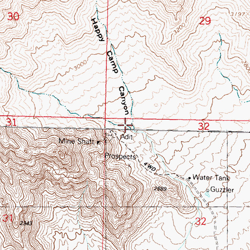 Topographic Map of Happy Camp Canyon, AZ