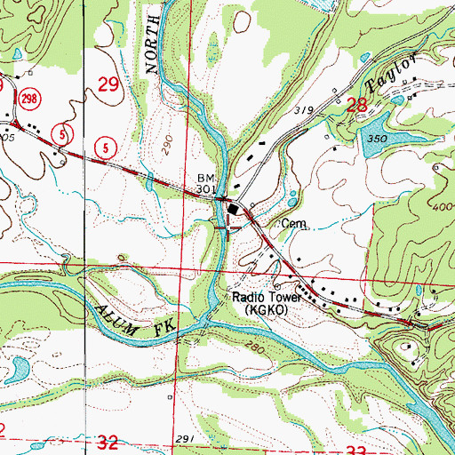 Topographic Map of Taylor Creek, AR