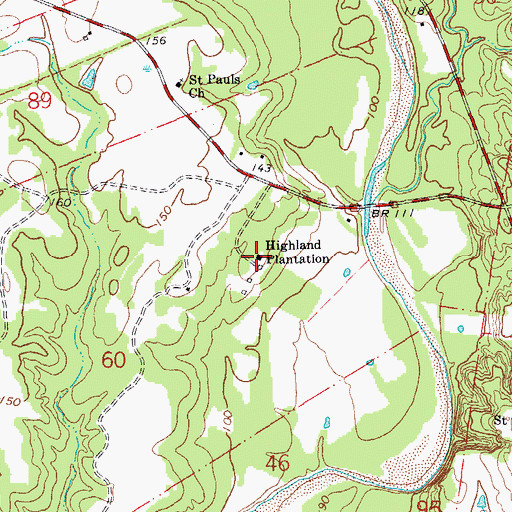 Topographic Map of Highland Plantation, LA