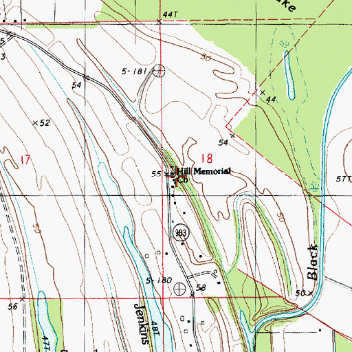 Topographic Map of Hill Memorial Baptist Church, LA