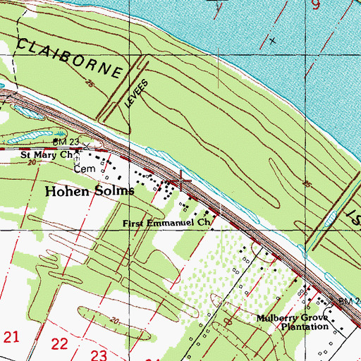 Topographic Map of Hohen Solms, LA