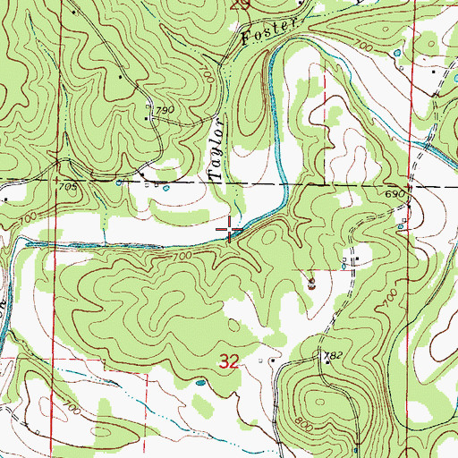 Topographic Map of Taylor Foster Branch, AR